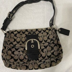 Y2K Classic Coach Handbag 
Signature Jacquard, Black & Grey